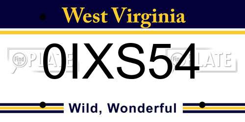 0IXS54 West Virginia License Plate