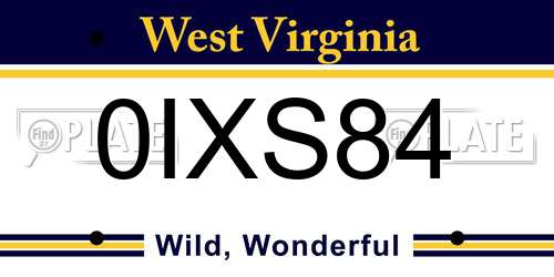 0IXS84 West Virginia License Plate