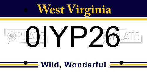 0IYP26 West Virginia License Plate