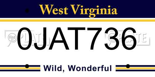 0JAT736 West Virginia License Plate
