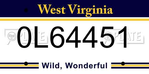 0L64451 West Virginia License Plate