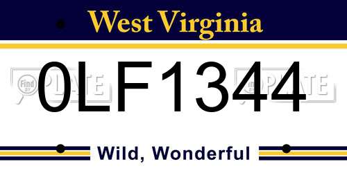0LF1344 West Virginia License Plate