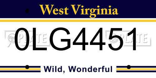 0LG4451 West Virginia License Plate