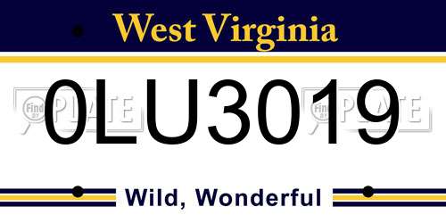 0LU3019 West Virginia License Plate