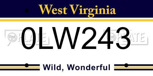 0LW243 West Virginia License Plate