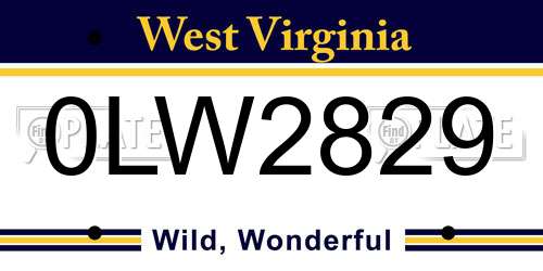 0LW2829 West Virginia License Plate
