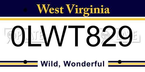 0LWT829 West Virginia License Plate