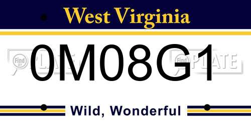 0M08G1 West Virginia License Plate