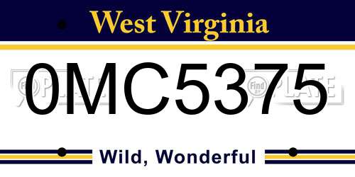 0MC5375 West Virginia License Plate