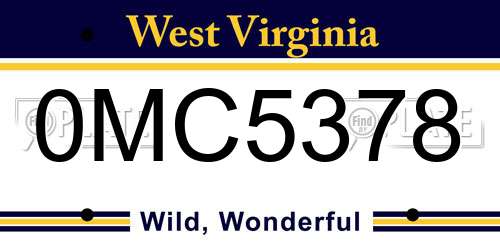 0MC5378 West Virginia License Plate