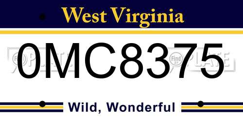 0MC8375 West Virginia License Plate