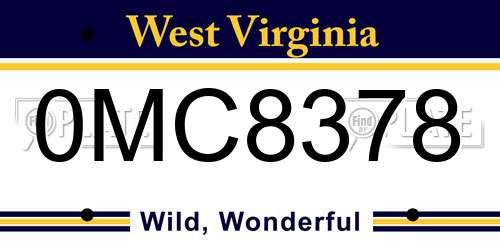 0MC8378 West Virginia License Plate