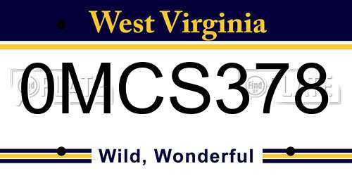 0MCS378 West Virginia License Plate