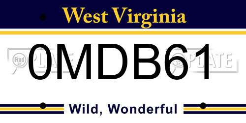 0MDB61 West Virginia License Plate