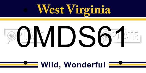 0MDS61 West Virginia License Plate