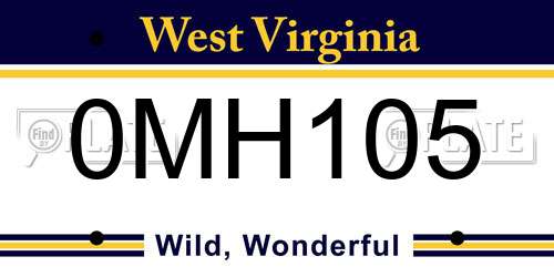 0MH105 West Virginia License Plate