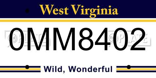 0MM8402 West Virginia License Plate