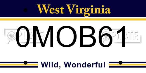 0MOB61 West Virginia License Plate