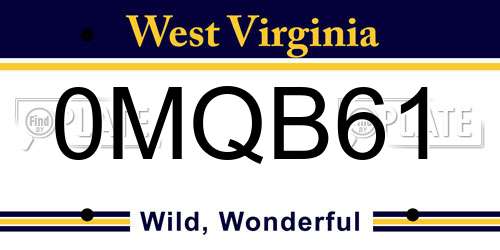 0MQB61 West Virginia License Plate