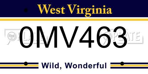 0MV463 West Virginia License Plate