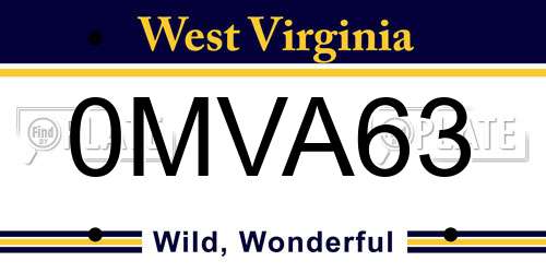 0MVA63 West Virginia License Plate