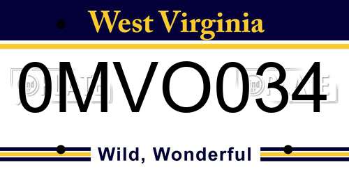 0MVO034 West Virginia License Plate