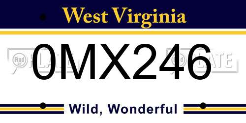0MX246 West Virginia License Plate