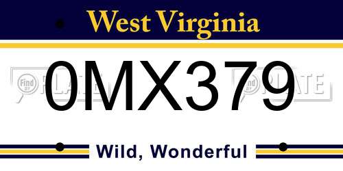 0MX379 West Virginia License Plate