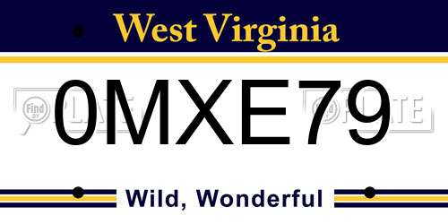 0MXE79 West Virginia License Plate