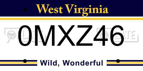 0MXZ46 West Virginia License Plate