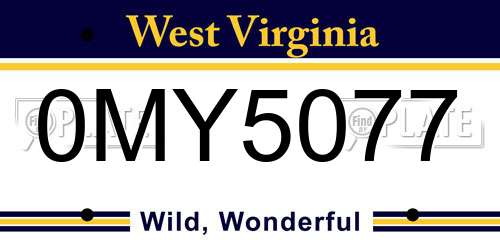 0MY5077 West Virginia License Plate