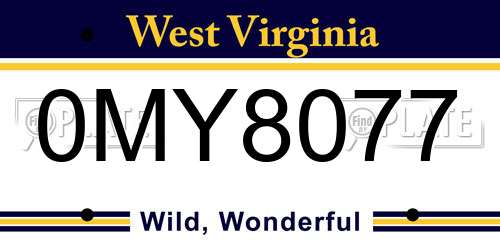 0MY8077 West Virginia License Plate