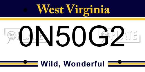 0N50G2 West Virginia License Plate