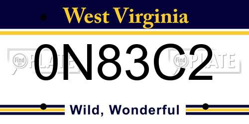 0N83C2 West Virginia License Plate