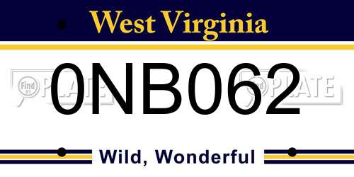 0NB062 West Virginia License Plate
