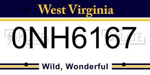 0NH6167 West Virginia License Plate