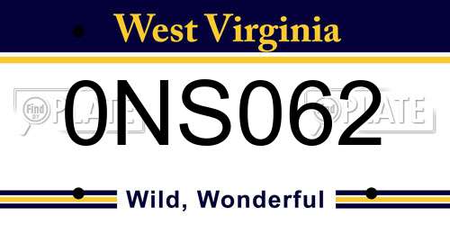 0NS062 West Virginia License Plate