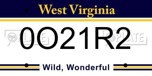 0O21R2 West Virginia License Plate