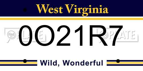 0O21R7 West Virginia License Plate