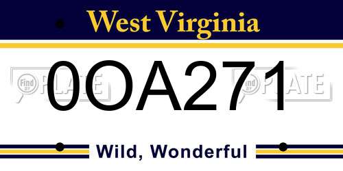 0OA271 West Virginia License Plate