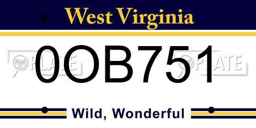 0OB751 West Virginia License Plate