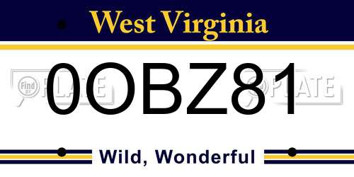 0OBZ81 West Virginia License Plate