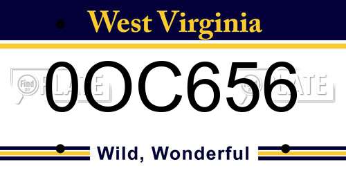 0OC656 West Virginia License Plate