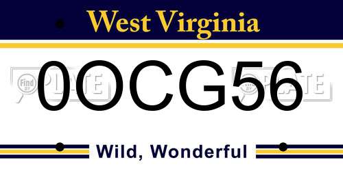 0OCG56 West Virginia License Plate