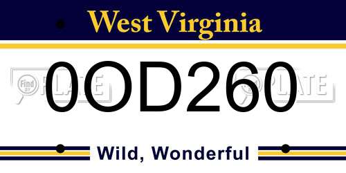 0OD260 West Virginia License Plate