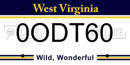 0ODT60 West Virginia License Plate