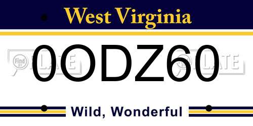 0ODZ60 West Virginia License Plate