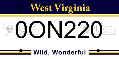 0ON220 West Virginia License Plate