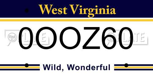 0OOZ60 West Virginia License Plate