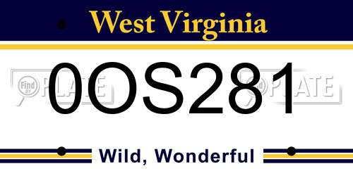 0OS281 West Virginia License Plate